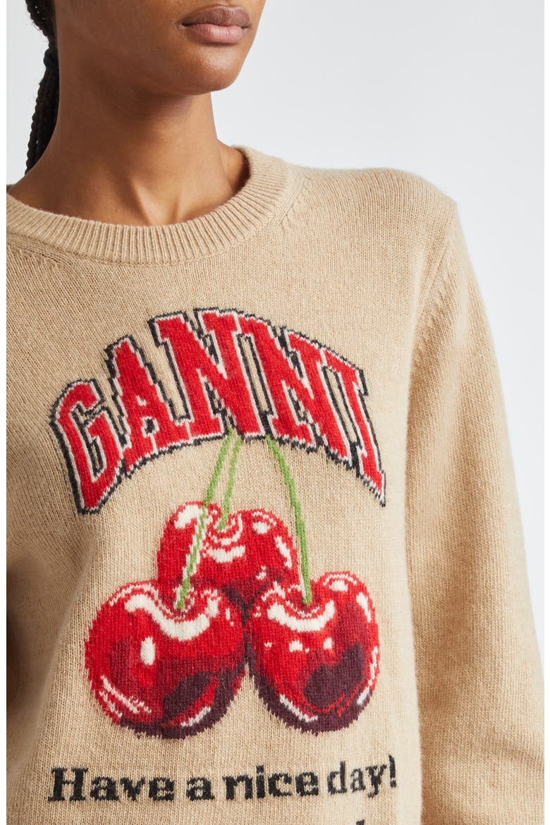 Intarsia Knit Wool Blend Sweater, Alternate, color, SAFARI