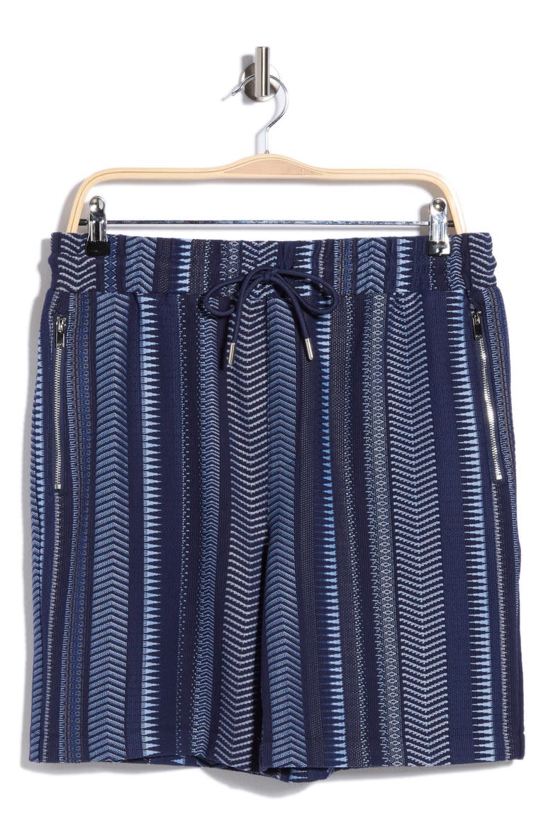 Drawstring Jacquard Shorts, Alternate, color, BLUE COMBO GEO PATTERN