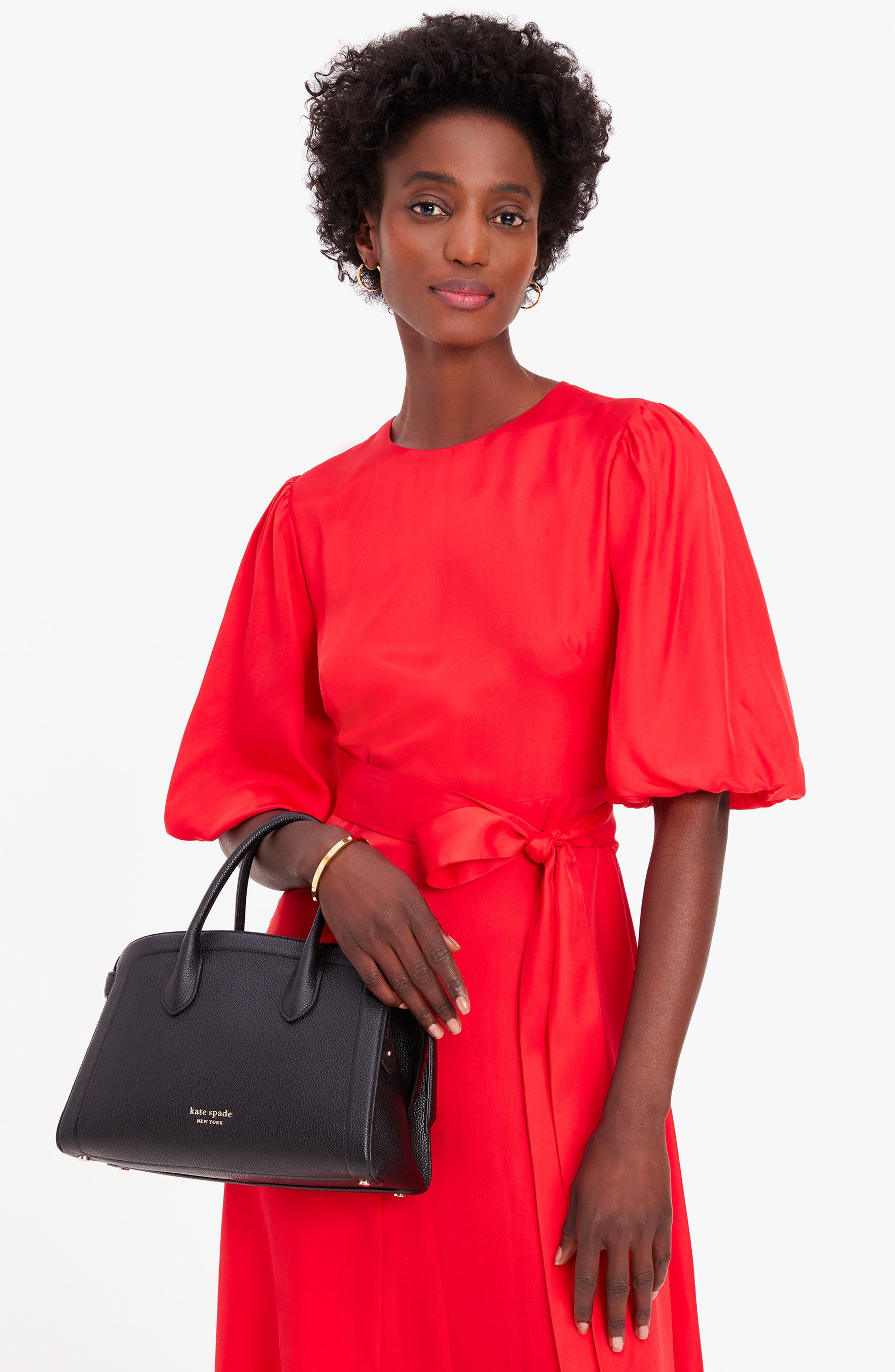 Kate Spade New York medium knott pebbled leather satchel, Alternate, color, 