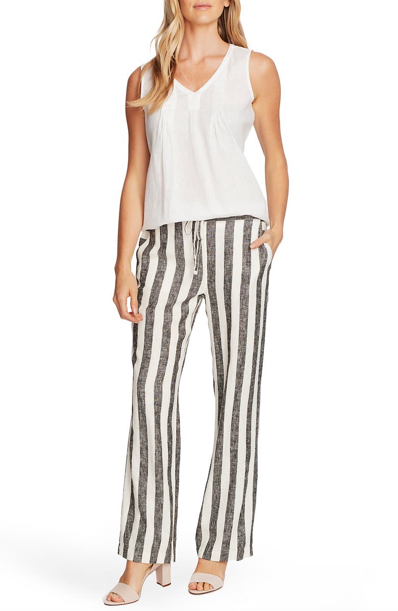 Vince Camuto Pintuck Sleeveless Linen Top, Alternate, color,