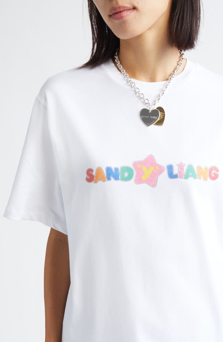 Sandy Liang Found Double Heart Pendant Necklace, Alternate, color, Silver Multi