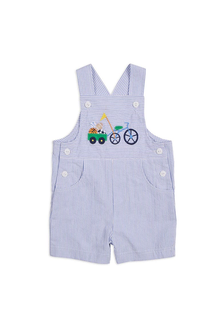 Seersucker Shortall With Bike & Sport Balls, Main, color, Blue / White