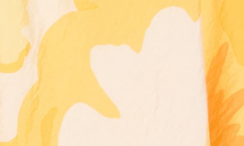 Renee C Floral Tie Keyhole Balloon Sleeve Top In Yellow