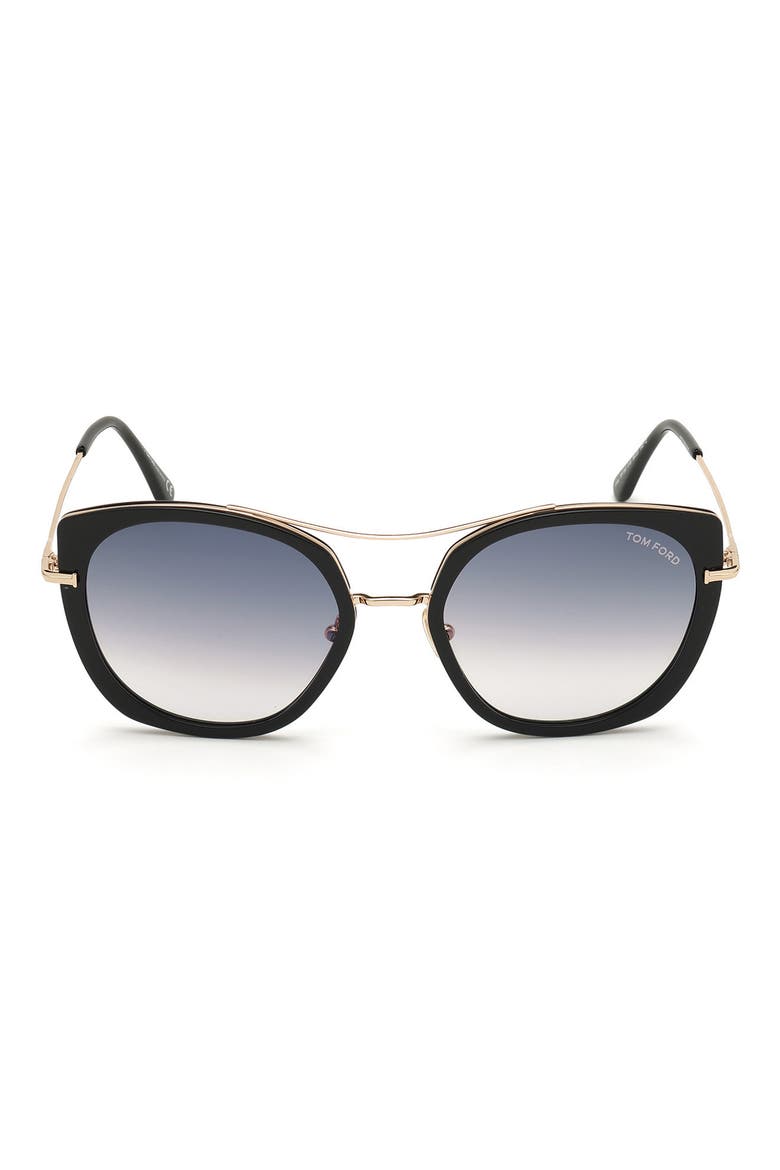Joey 56mm Cat Eye Sunglasses, Main, color, SHINY BLACK/ GRADIENT SMOKE