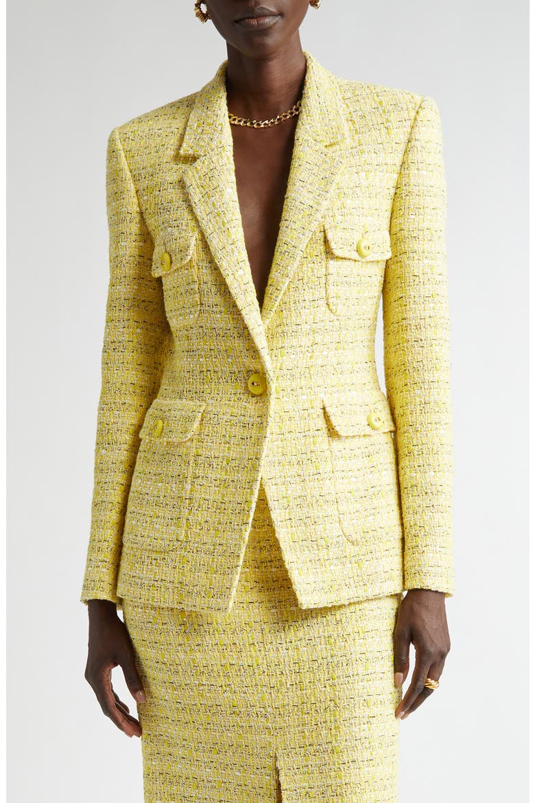 ST. JOHN Metallic Tweed One-Button Jacket (Women) | Nordstrom display picture 2