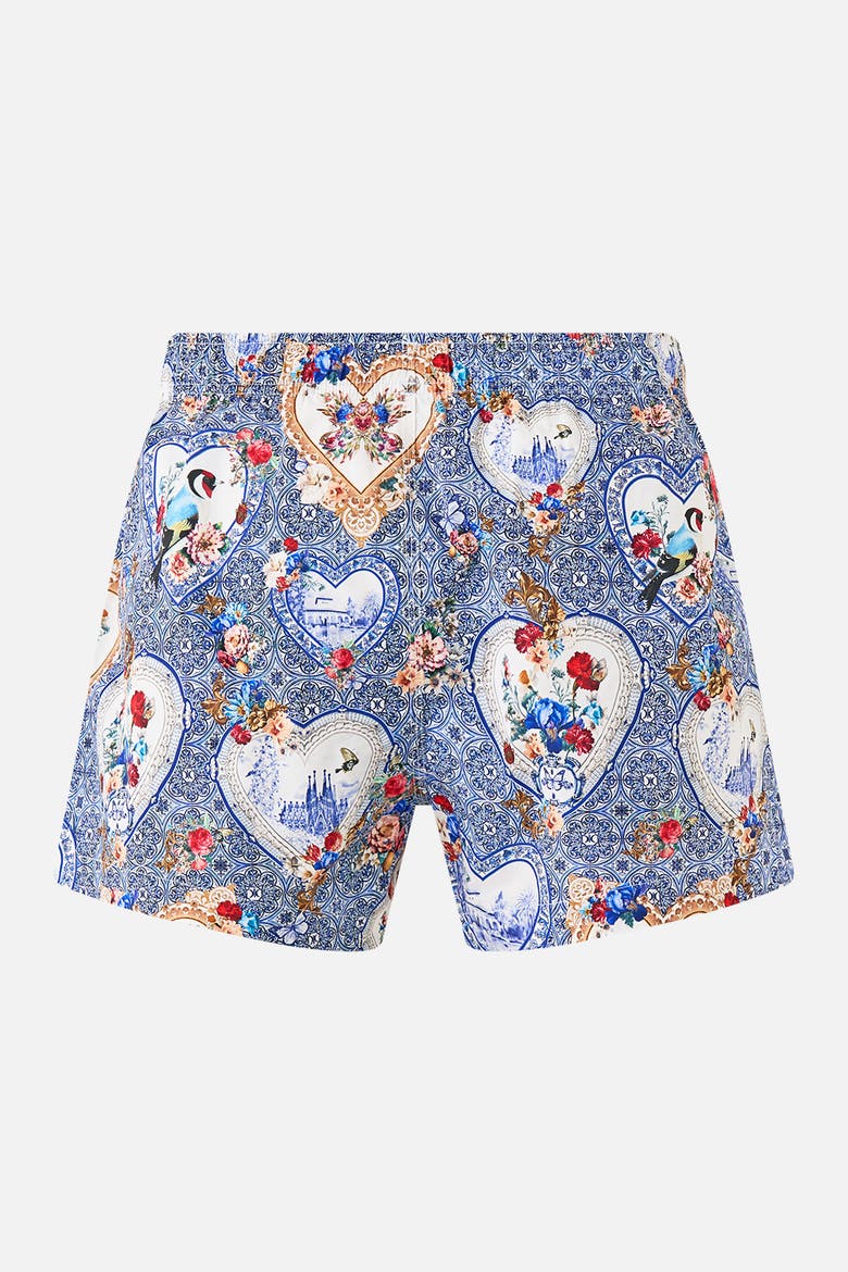 Short Length Boardshort With Elastic Waist, Alternate, color, The Pottery Parlour