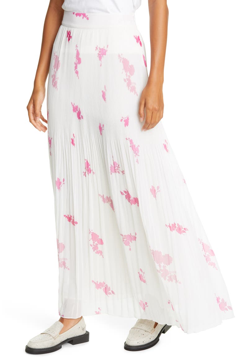 Ganni Rose Print Pleated Georgette Maxi Skirt (Nordstrom Exclusive ...