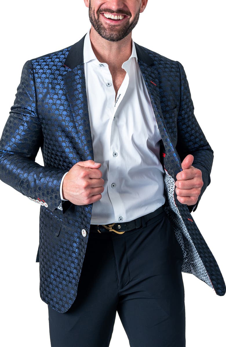 Maceoo Socrate Evo Skull Jacqurard Blazer, Alternate, color, Black