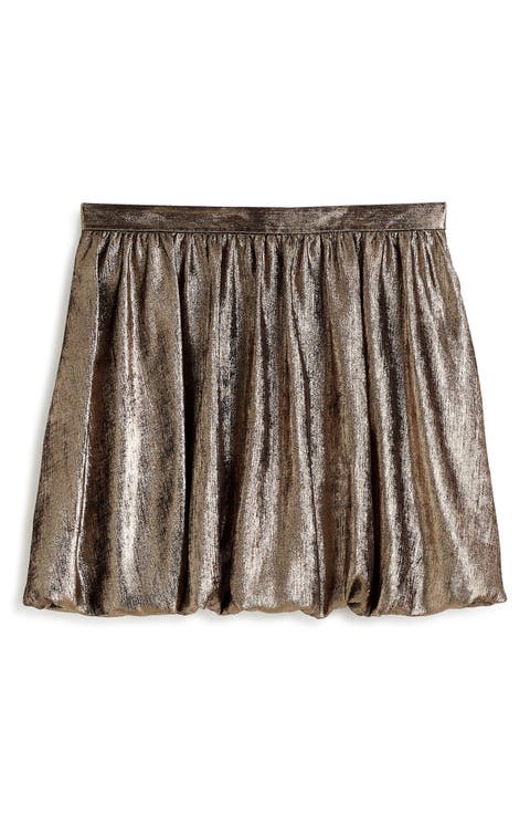Metallic Bubble Hem Miniskirt