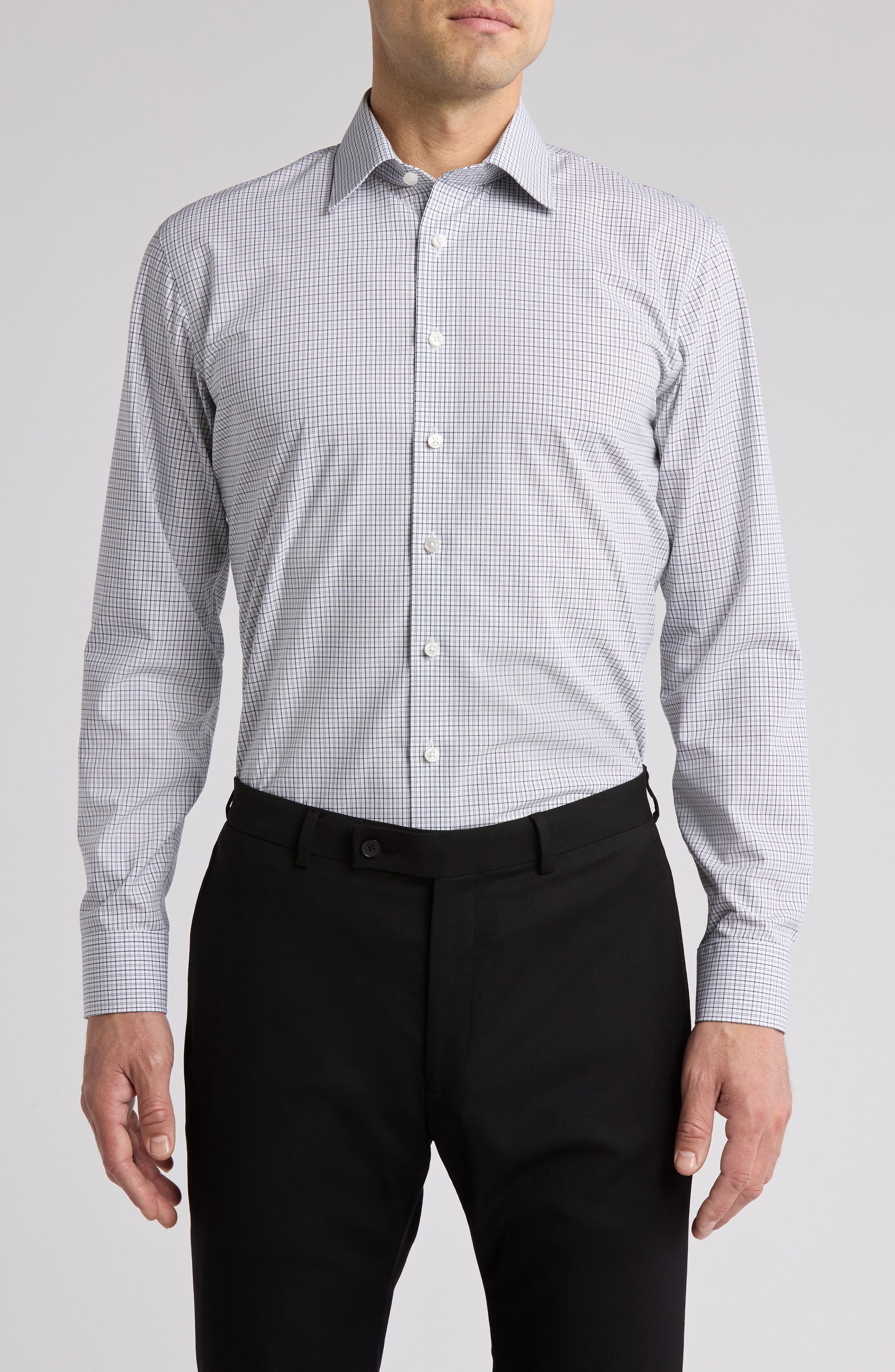 Nordstrom Victoria St. Trim Fit Microcheck Cotton Dress Shirt