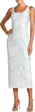 Mac Duggal Brocade Sleeveless Scoop Neck Midi Dress
