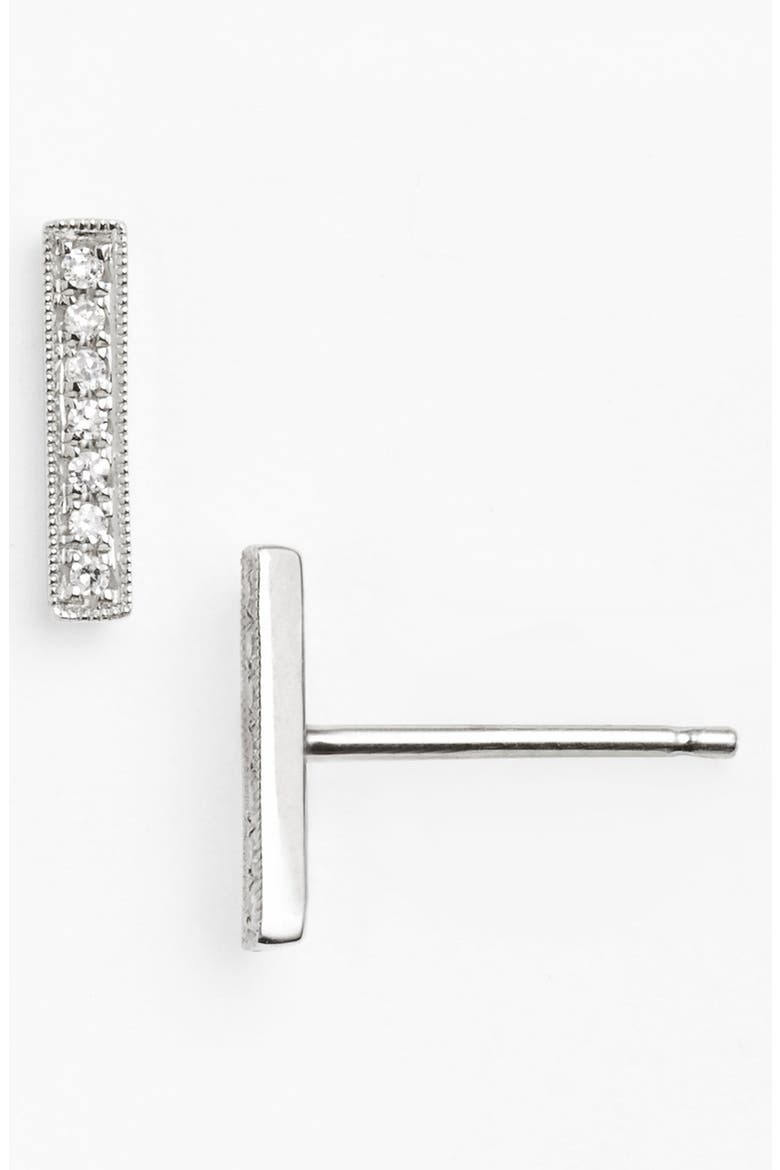 Sylvie Rose Diamond Bar Stud Earrings, Main, color, WHITE GOLD