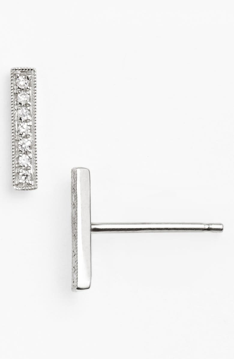 Dana Rebecca Designs Sylvie Rose Diamond Bar Stud Earrings, Main, color, White Gold