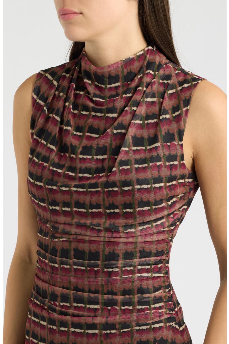 Geometric Print Mesh Sheath Dress, Alternate, color, WBK
