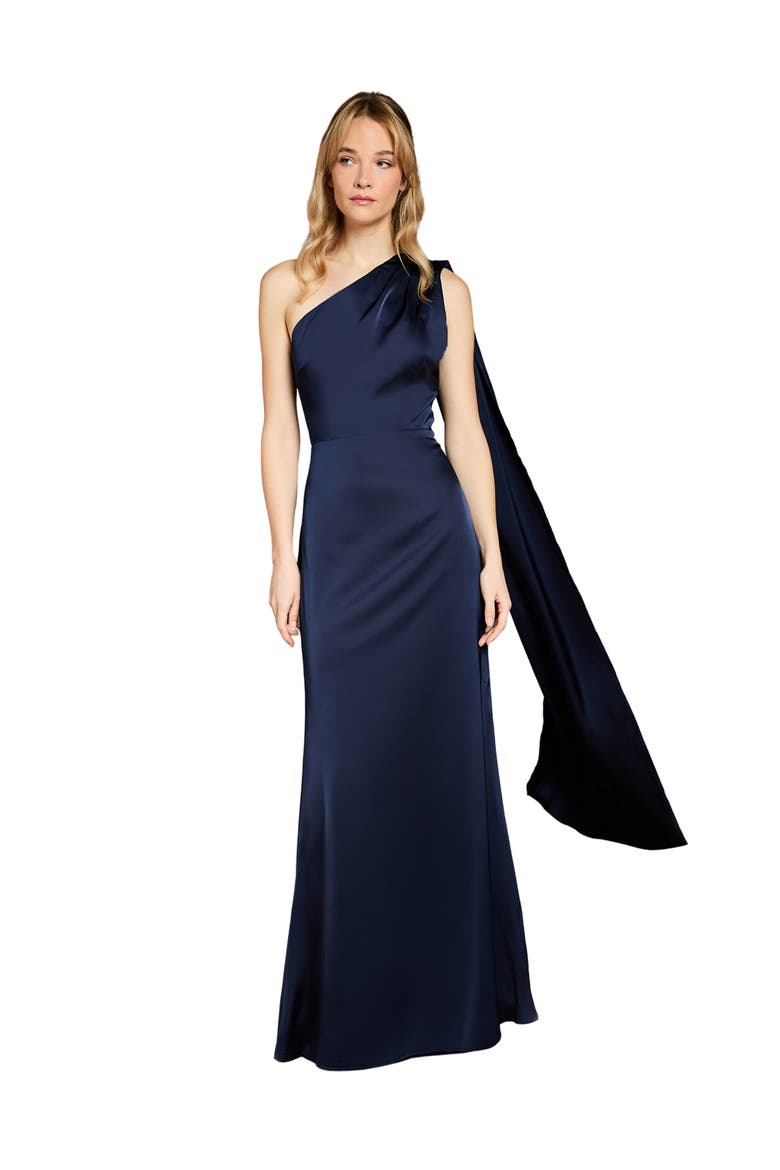 One Shoulder Maxi Dress, Main, color, Navy