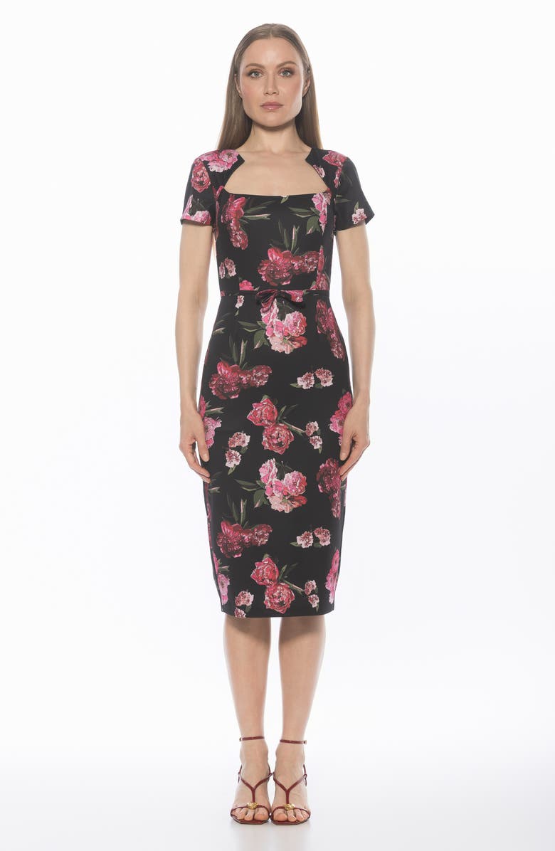 Alexia Admor Alma Sheath Midi Dress, Alternate, color, Black Floral