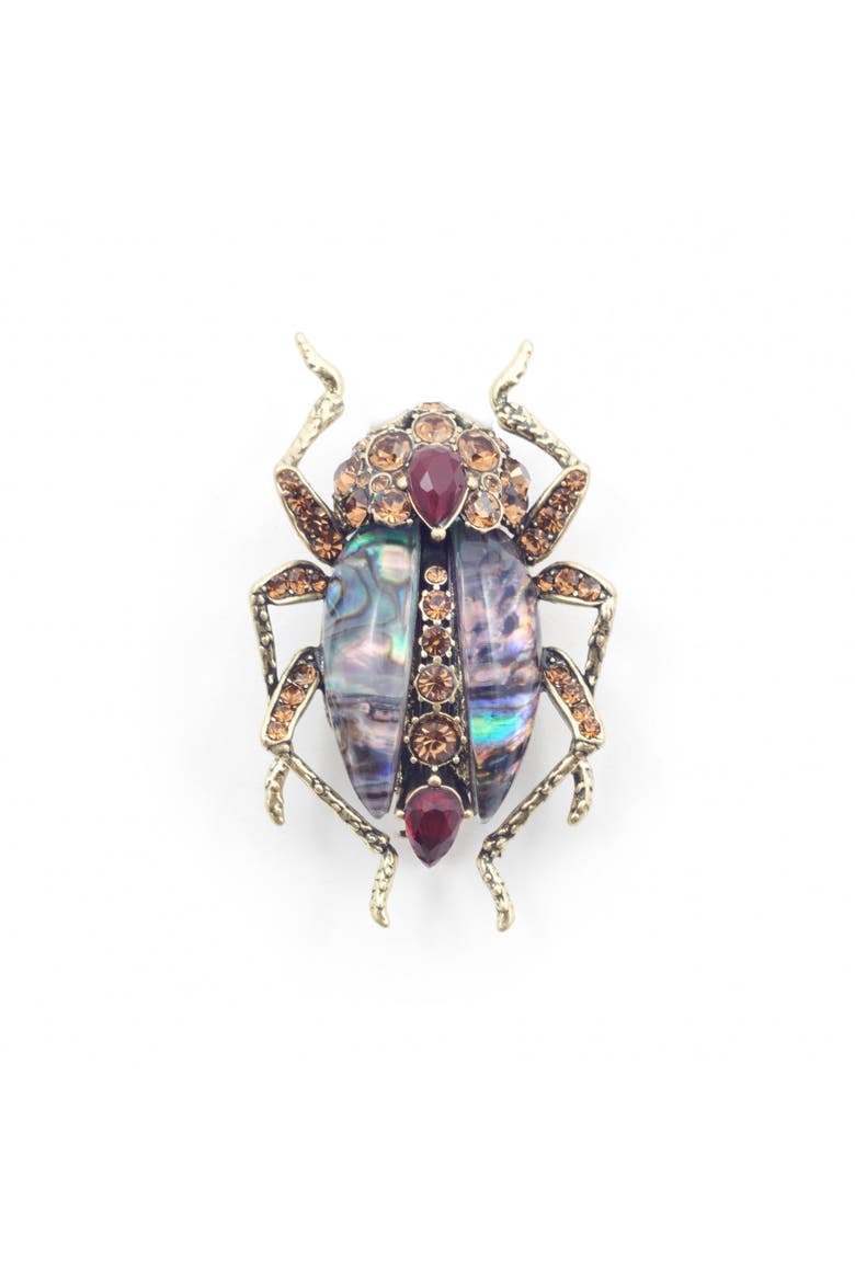 Bejewelled Beetle Statement Brooch, Main, color, Beetle