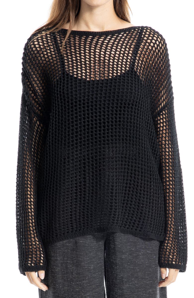 MAX STUDIO Oversize Open Knit Sweater, Main, color, 