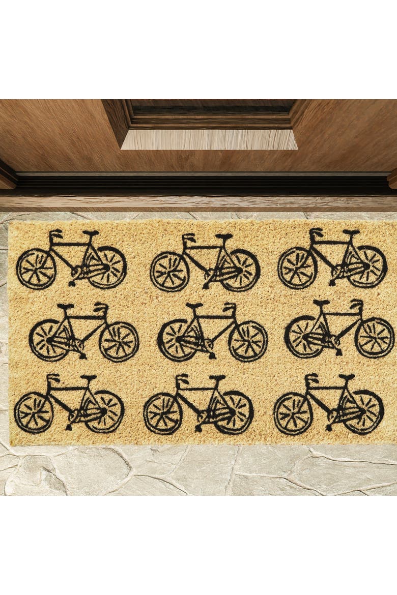 Bikes Coir Mat Rectangle Indoor Outdoor Welcome Mat, Alternate, color, Black