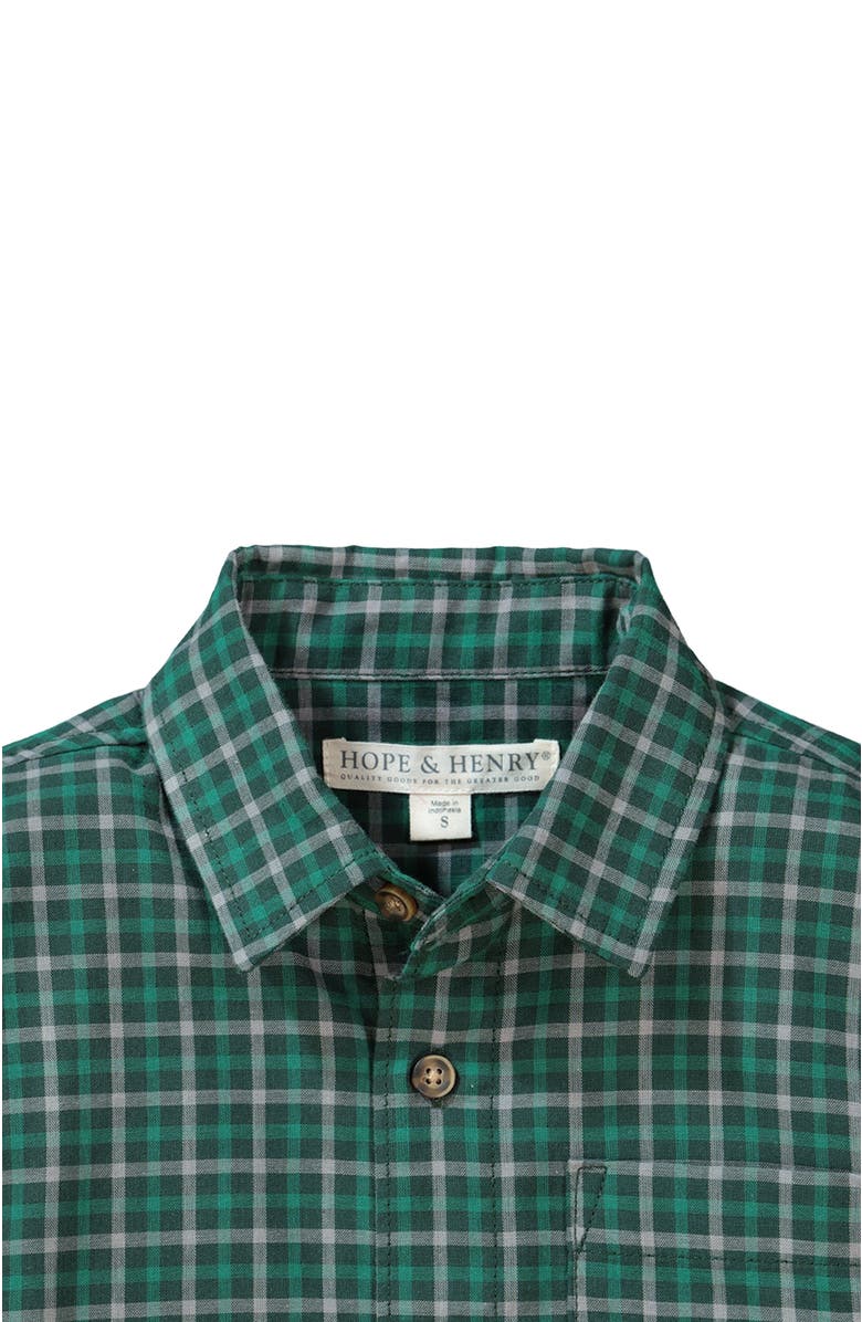 Hope & Henry Baby Boys' Convertible Double Weave Button Down Shirt, Infant, Alternate, color, Green And Gray Check
