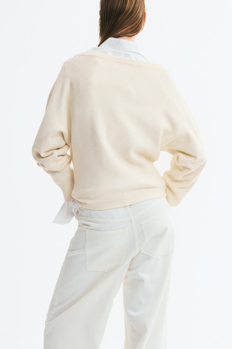 Viscose-Blend Boat-Neck Sweater, Alternate, color, Cream