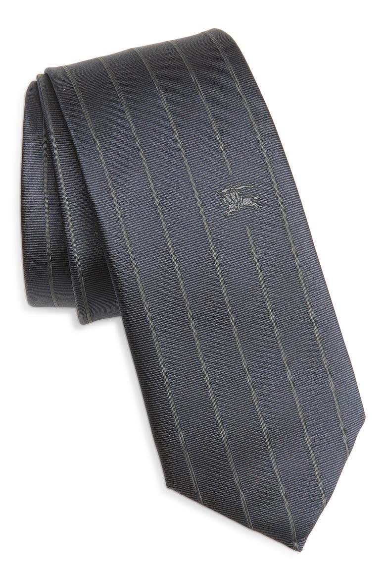 Embroidered EKD Pinstripe Silk Tie, Main, color, NAVY