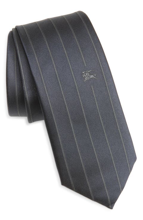 Embroidered EKD Pinstripe Silk Tie