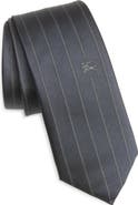 Burberry Embroidered EKD Pinstripe Silk Tie