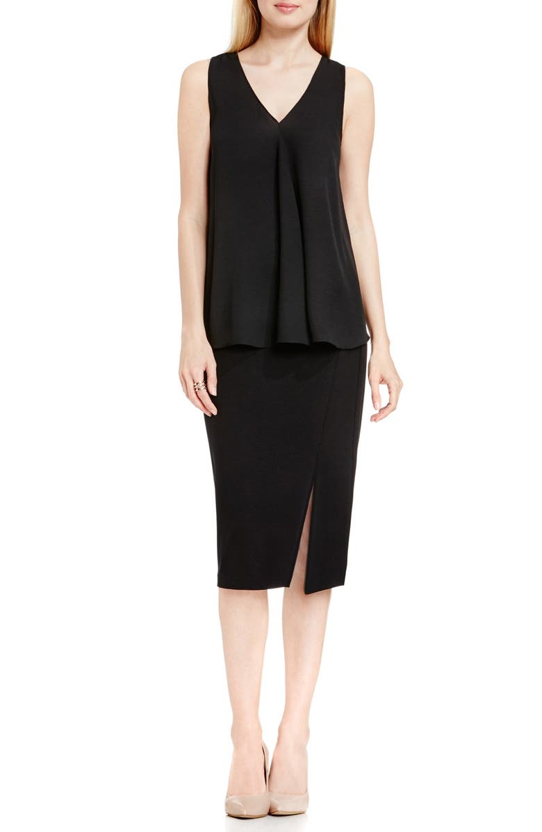 Vince Camuto Drape Front V-Neck Sleeveless Blouse, Alternate, color, 