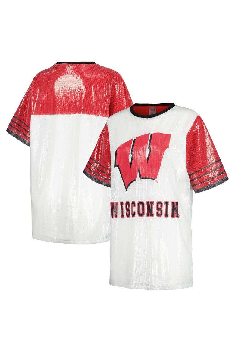 Women's Gameday Couture White Wisconsin Badgers Chic Full Sequin Jersey Dress, Main, color, White