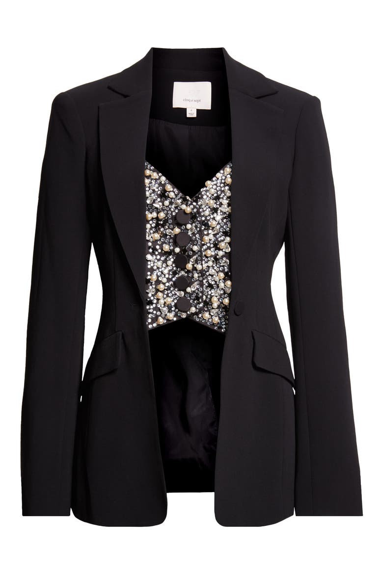 Cynthia Flare Sleeve Blazer, Alternate, color, BLACK