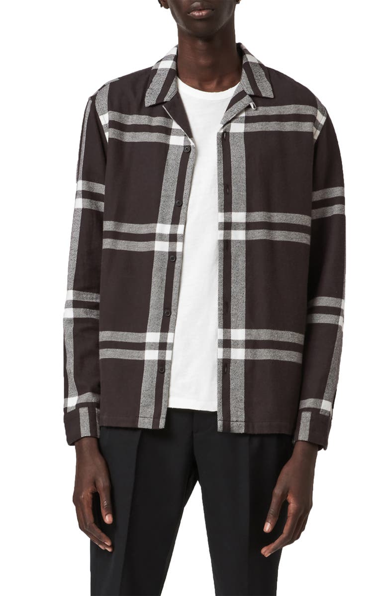 AllSaints Anchorage Slim Fit Check Flannel Button-Up Shirt, Main, color,