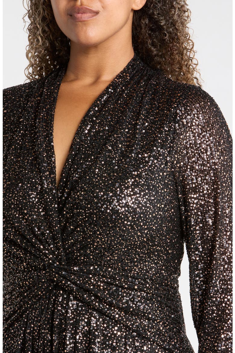 Twist Front Maxi Dress, Alternate, color, ANNE BLACK / GOLD