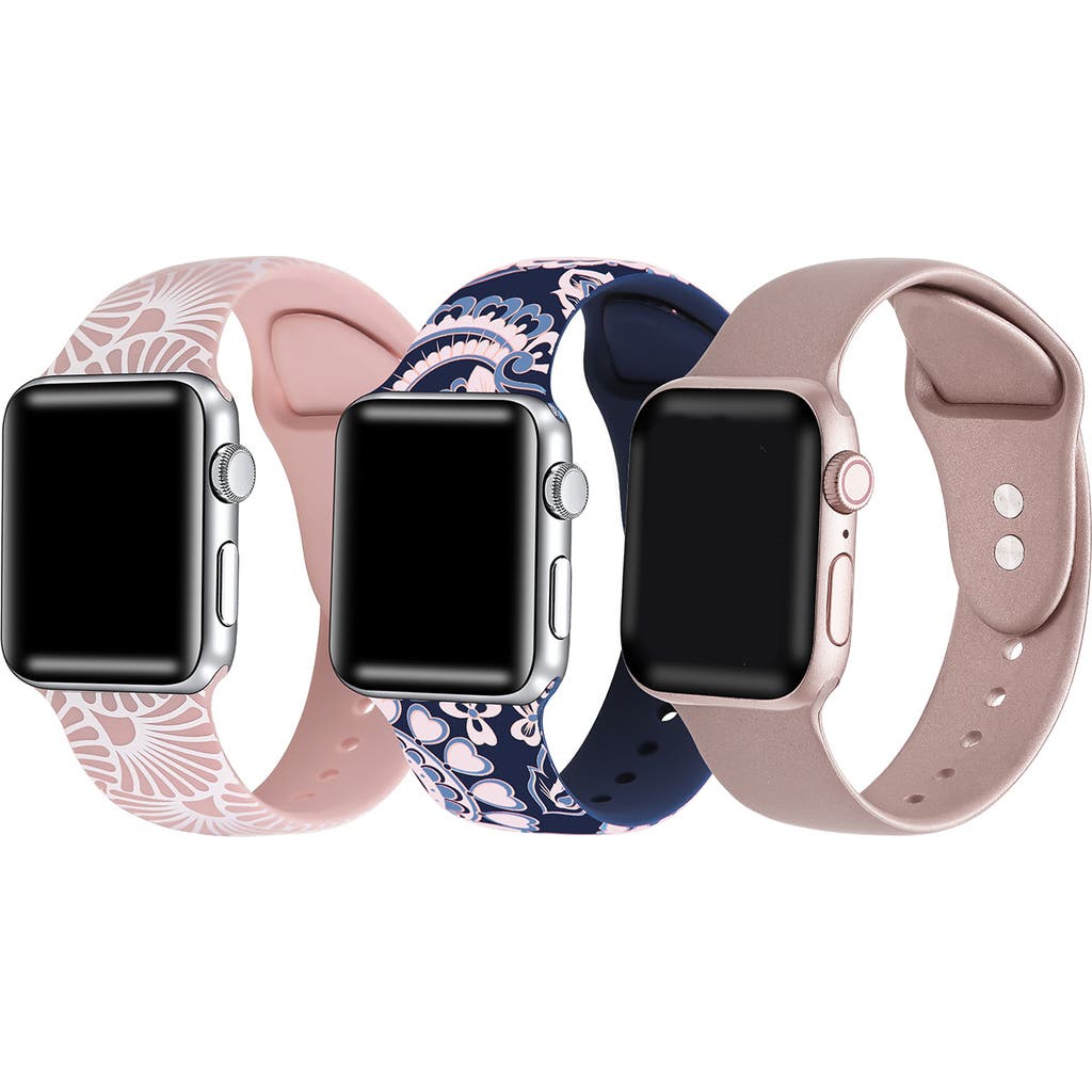 The Posh Tech Assorted 3-pack Silicone Apple Watch® Watchbands In Pink/navy Multi