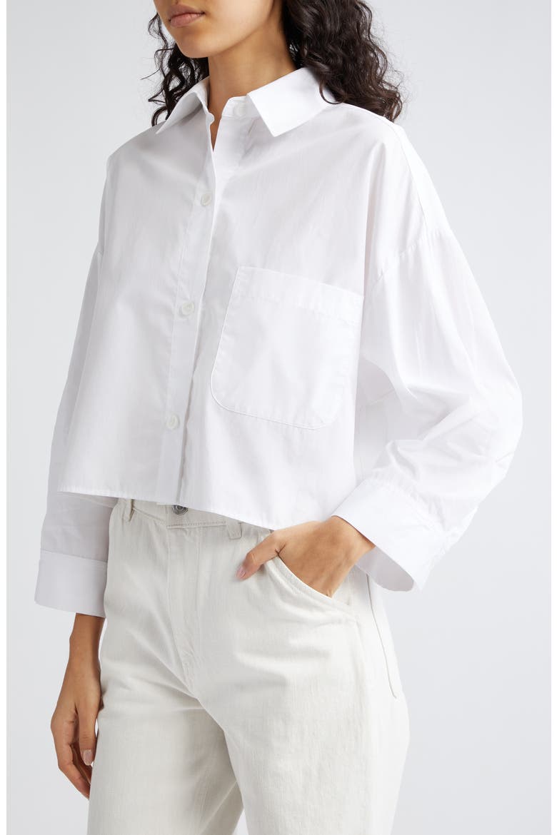 Next Ex Crop Button-Up Shirt, Alternate, color, WHITE