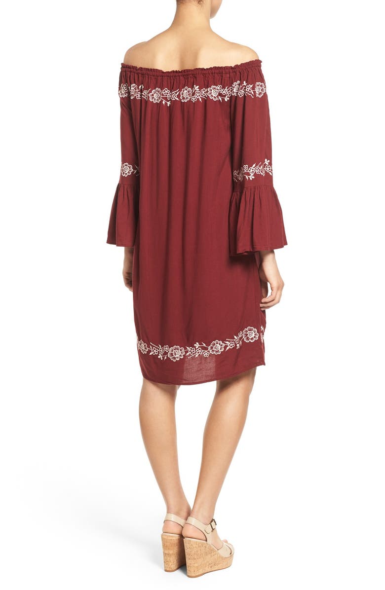 Fillyboo 'Finding California' Embroidered Off the Shoulder Maternity Dress, Alternate, color, 