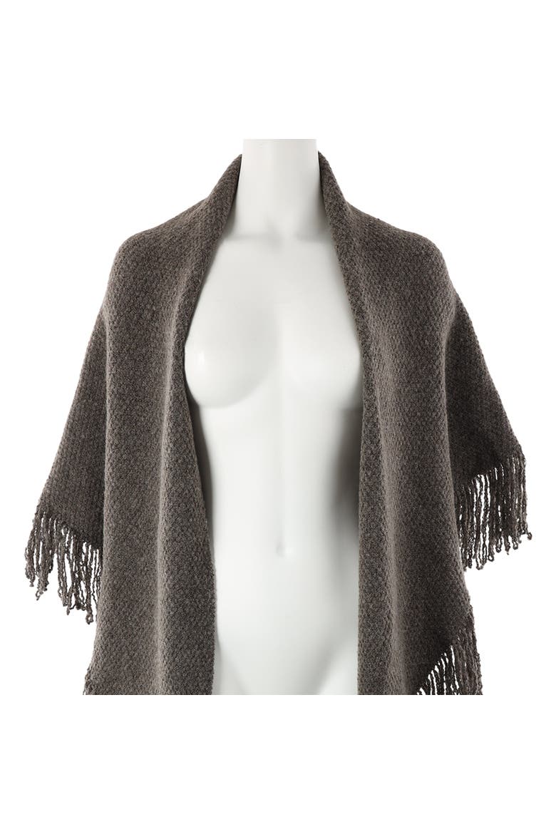 Knitted Triangle Scarf Wrap with Fringe, Alternate, color, HEATHER