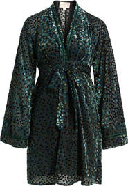 CIEBON Amaia Velvet Flock Dot Long Sleeve Minidress