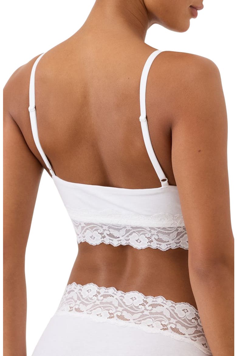 Lace Modern Scoop Bralette Made With Organic Cotton, Alternate, color, White