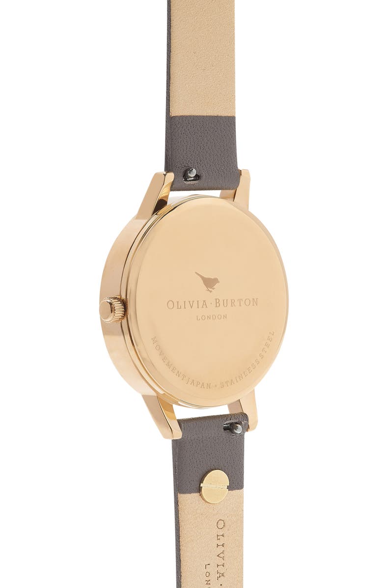 Olivia Burton Enchanted Garden Leather Strap Watch, 30mm, Alternate, color, 