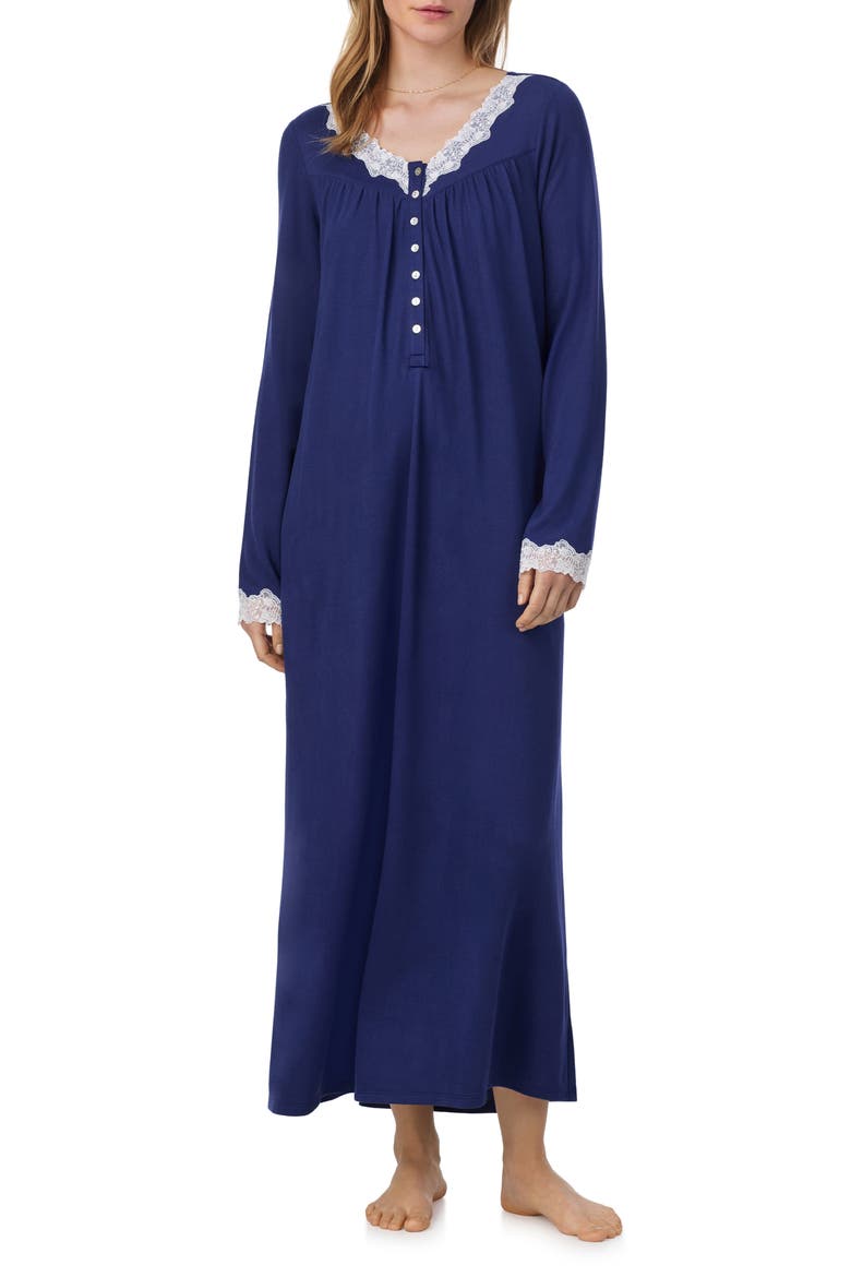 Long Sleeve Ballet Nightgown, Main, color, NAVY