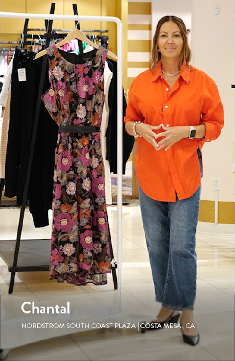 Floral Embroidery Sleeveless Midi Dress, sales video thumbnail