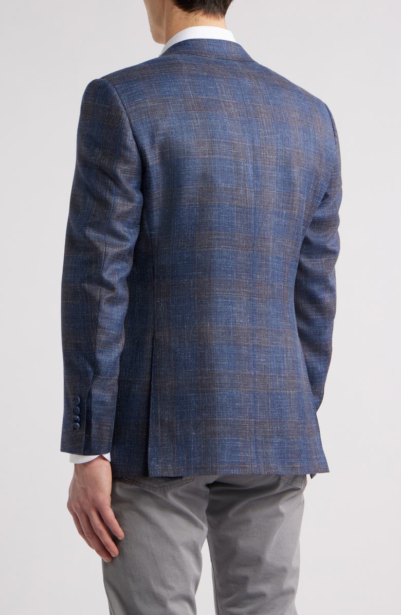 Canali Siena Regular Fit Plaid Wool & Silk Blend Sport Coat, Alternate, color, Navy