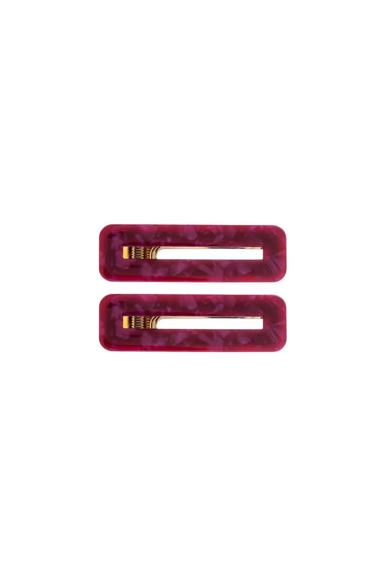 Rectangle Cutout Hair Clip Set, Main, color, Burgundy