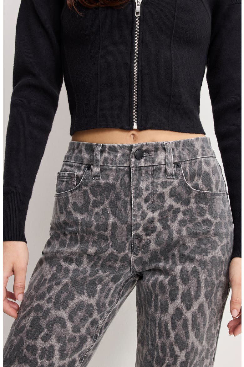 Good Icon Leopard Print Straight Leg Jeans, Alternate, color, GREY LUCKY LEOPARD