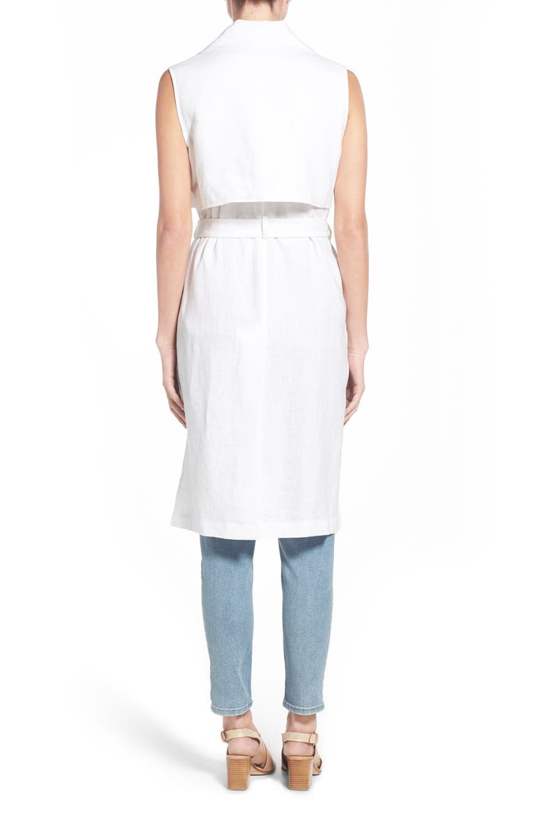 Belted Sleeveless Linen Duster, Alternate, color, ULTRA WHITE