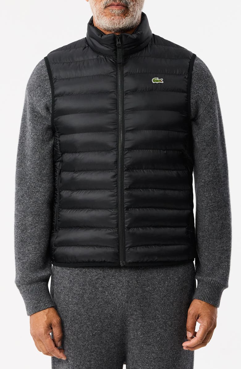 Lacoste Lightweight Water Repellent Puffer Vest, Main, color, Black