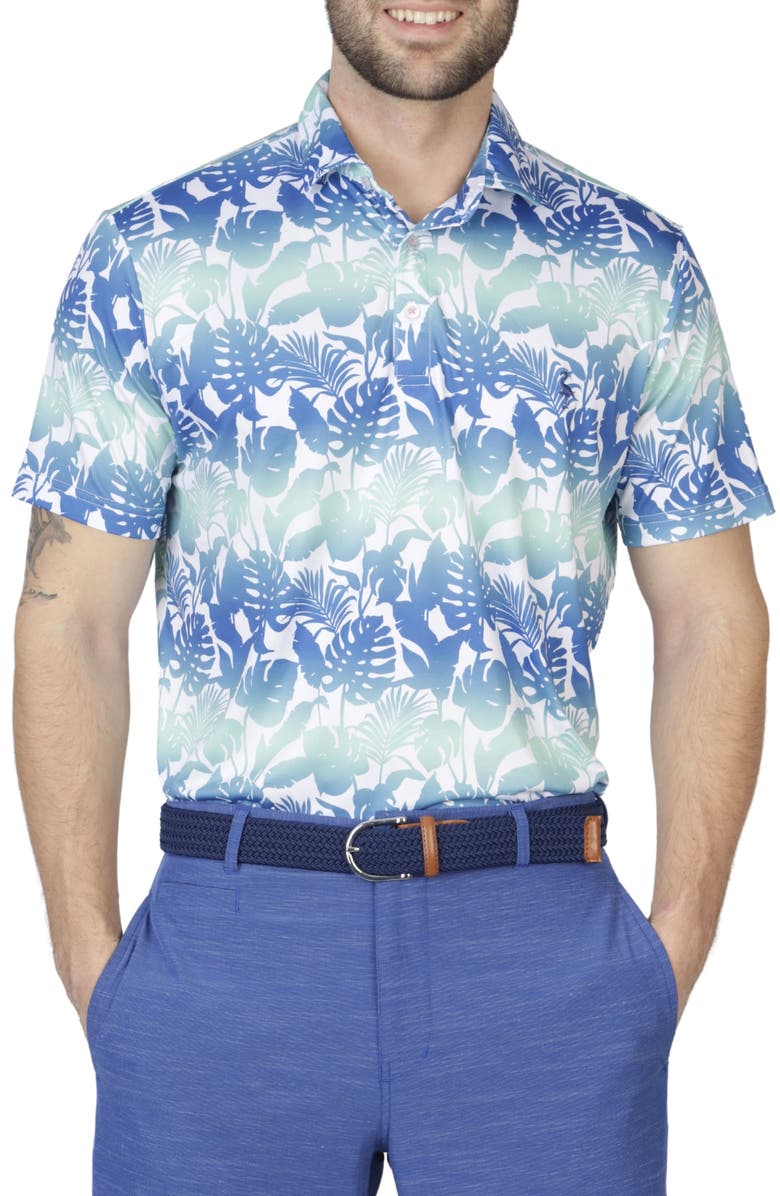 TailorByrd Gradient Tropical Print Performance Polo, Alternate, color,