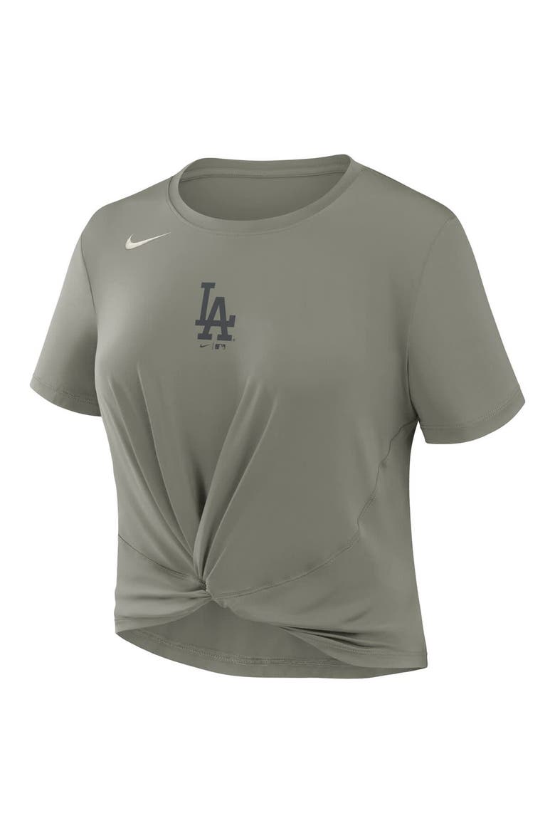 Women's Nike Olive Los Angeles Dodgers One Twist Dri-FIT Cropped T-Shirt, Alternate, color, Olive