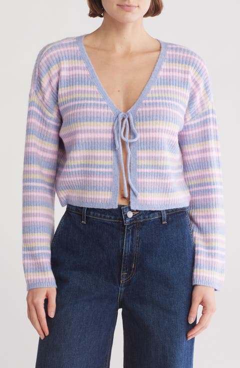 Tie Front Flare Sleeve Cardigan